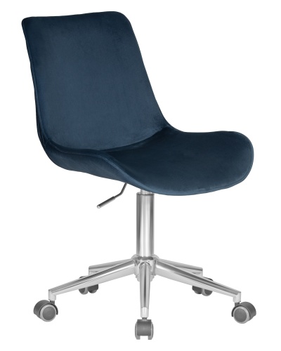 Кресло офисное DOBRIN DORA (синий велюр (1922-20), хромированная сталь) фото 2