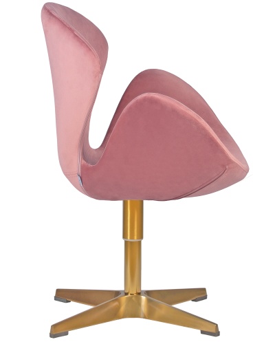 Кресло дизайнерское DOBRIN SWAN (розовый велюр BLUVEL52, золотое основание) фото 3