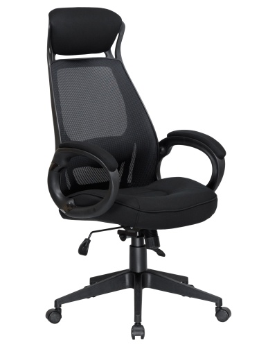 Офисное кресло для руководителей DOBRIN STEVEN BLACK (чёрный пластик, чёрная ткань) фото 2