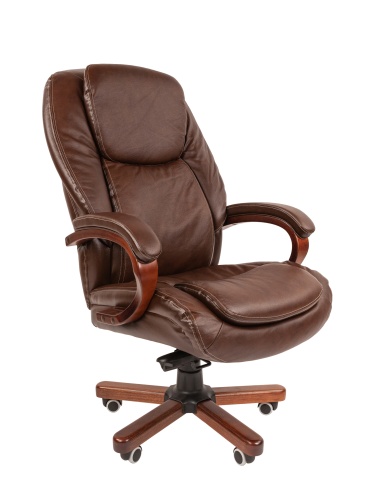 Офисное кресло Chairman 408 Россия  кожа+PU коричн.