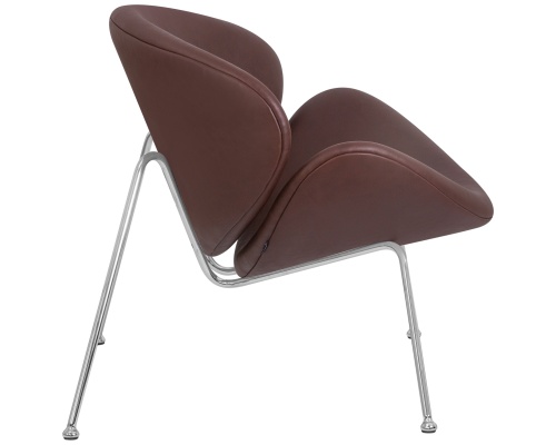 Кресло дизайнерское DOBRIN EMILY (коричневый винил YP5, хромированная сталь) фото 3