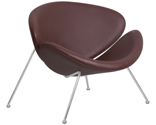 Кресло дизайнерское DOBRIN EMILY (коричневый винил YP5, хромированная сталь) фото 2