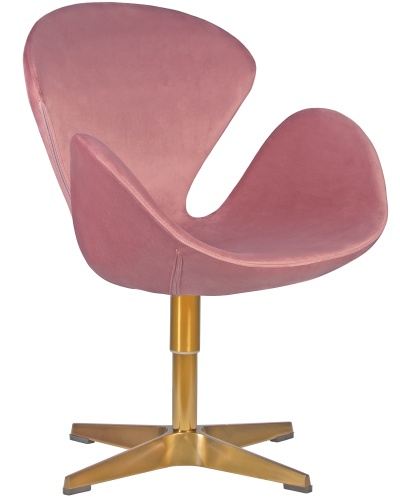 Кресло дизайнерское DOBRIN SWAN (розовый велюр BLUVEL52, золотое основание) фото 2