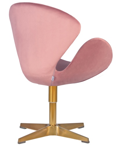 Кресло дизайнерское DOBRIN SWAN (розовый велюр BLUVEL52, золотое основание) фото 4
