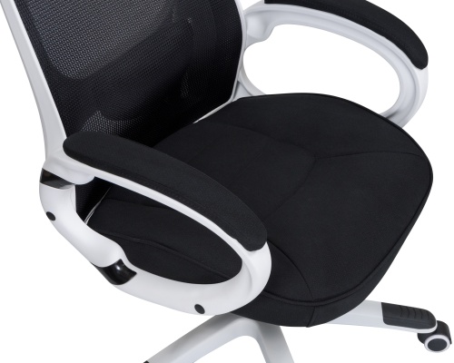 Офисное кресло для руководителей DOBRIN STEVEN WHITE (белый пластик, чёрная ткань) фото 7