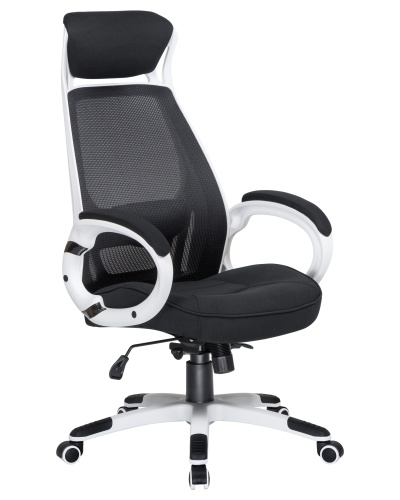 Офисное кресло для руководителей DOBRIN STEVEN WHITE (белый пластик, чёрная ткань) фото 2