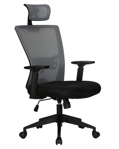 Офисное кресло для персонала DOBRIN NIXON (чёрный, серая сетка) фото 2