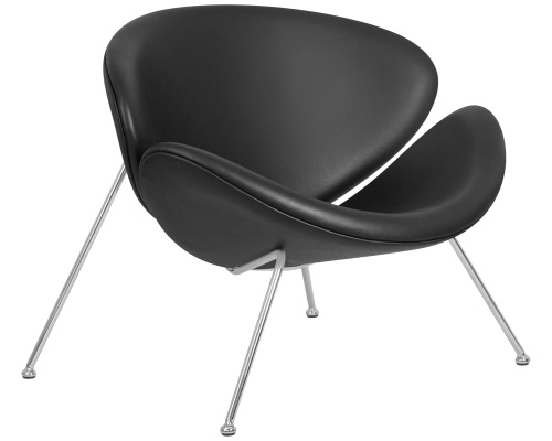Кресло дизайнерское DOBRIN EMILY (черный винил YP16, хромированная сталь) фото 2