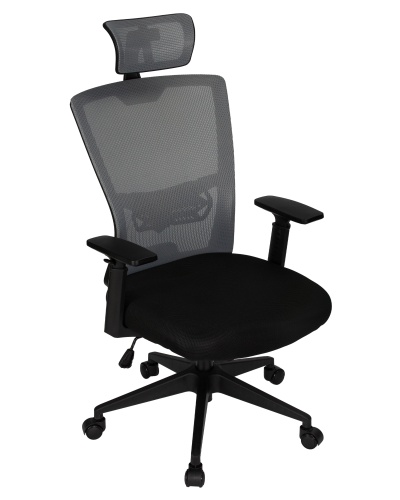 Офисное кресло для персонала DOBRIN NIXON (чёрный, серая сетка) фото 7