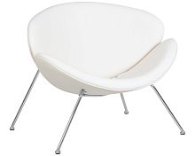 Кресло дизайнерское DOBRIN EMILY (белый винил YP17, хромированная сталь)