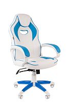 Офисное кресло Chairman   game 16 Россия экопремиум белый/голубой