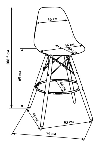 Стул барный DOBRIN DSW BAR (ножки светлый бук,  сиденья светло-серый (GR-01)) фото 7